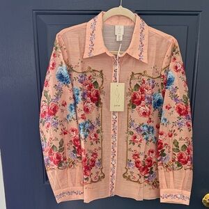 Joie Peach Floral Button-Up Blouse - Size Medium